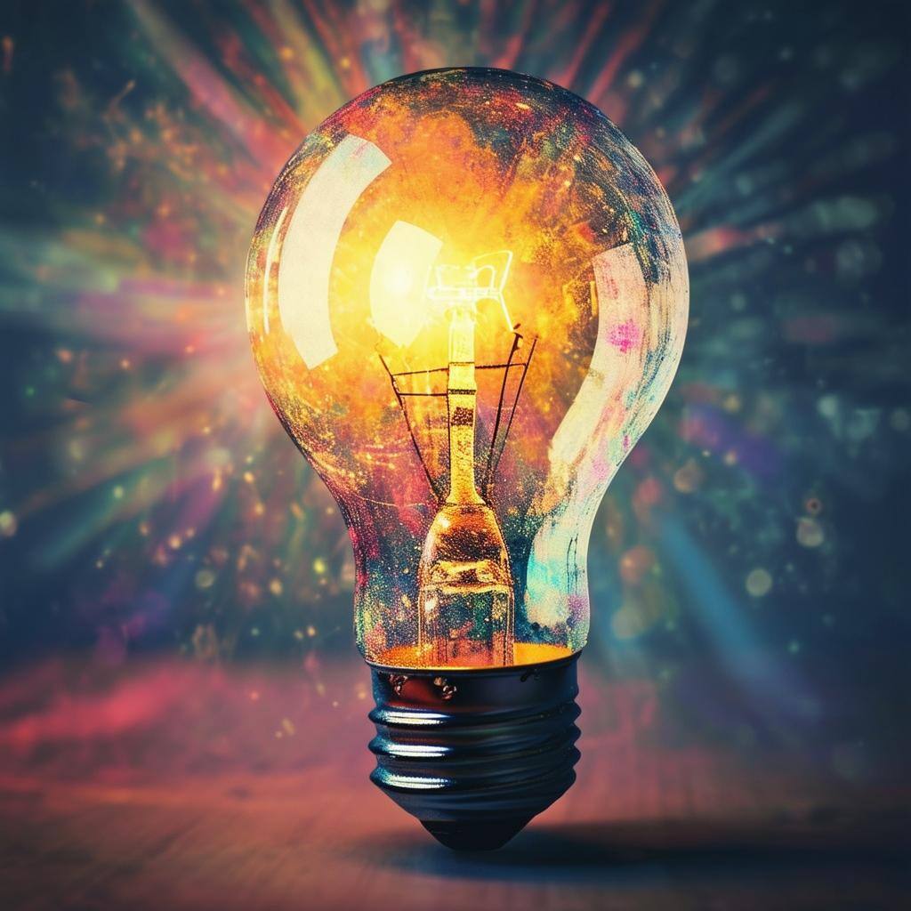 image symbolizing creativity and events using a light bulb in an artistic style